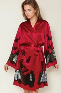 Coemi - Ayana Satin Kimono - Rot