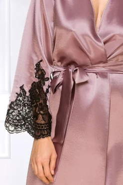 Coemi - Jemma Satin Kimono - Dusty Pink/Schwarz