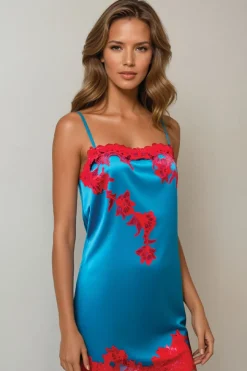 Cotton Club Seide - Negligee - Valida - Blau Rot