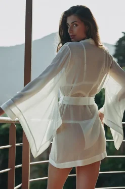 Marjolaine - Camelia Seiden Kimono - Champagner